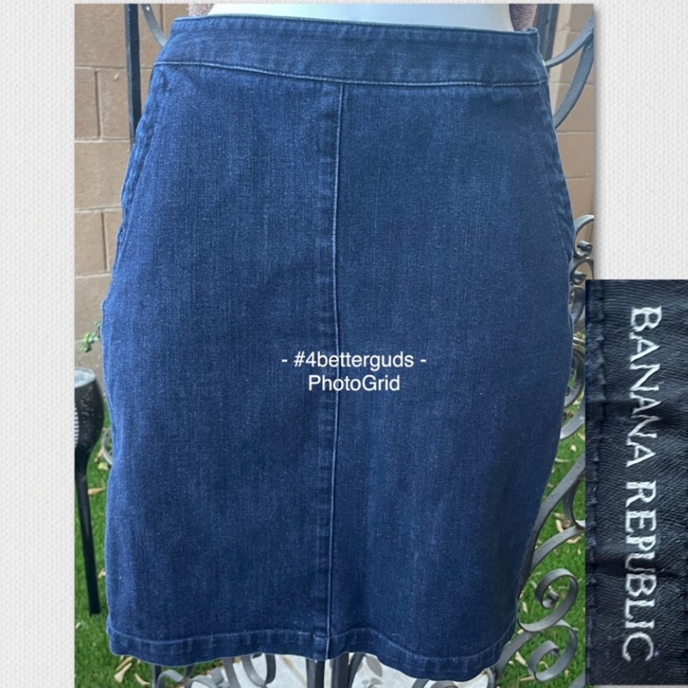 Womens Banana Republic Pencil Straight Dark Wash Denim Jean Skirt with Pockets 4 - Picture 16 of 16